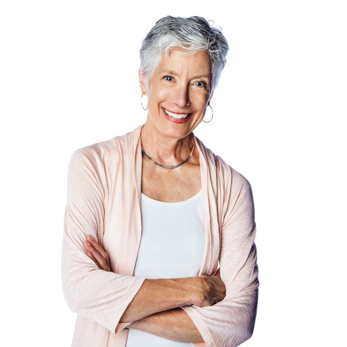 Studio portrait of a happy senior woman
